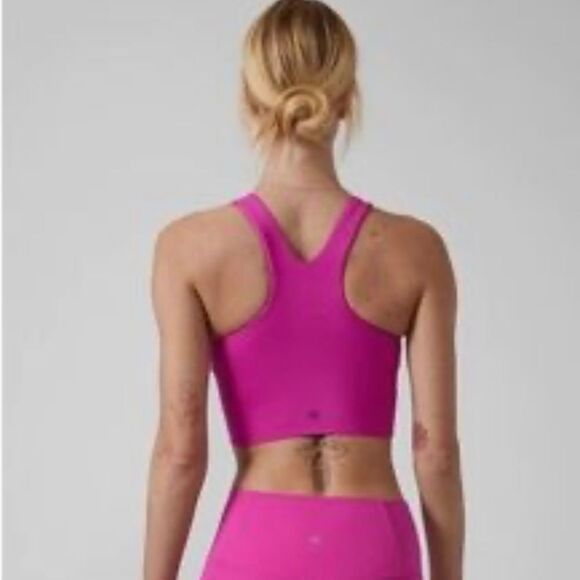 Athleta Magenta-Pink Conscious Crop Sports Bra Top - Picture 3 of 9